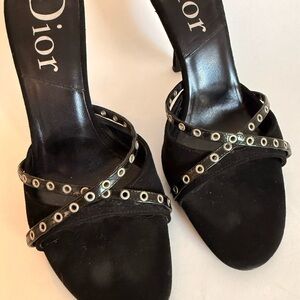 Dior Black Heels with Metallic Accents